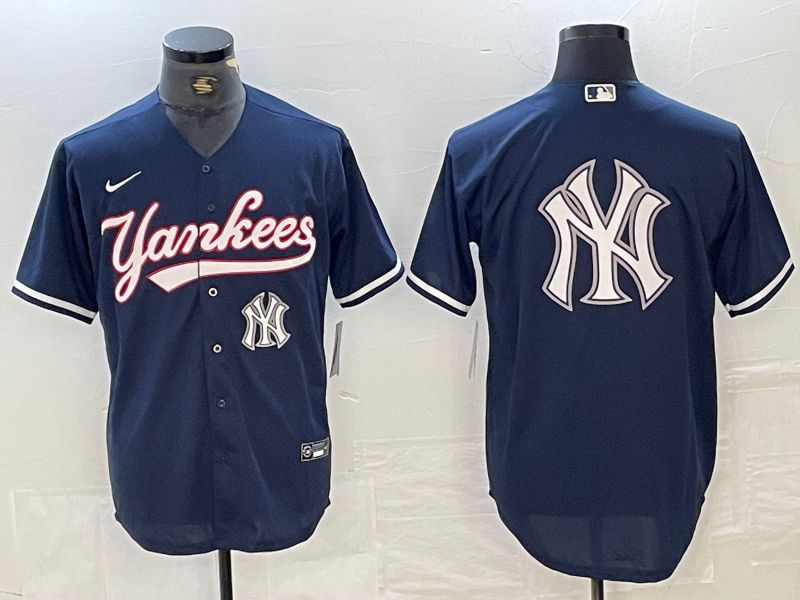 Men New York Yankees Blank Dark blue Second generation joint name Nike 2024 MLB Jersey style 11
